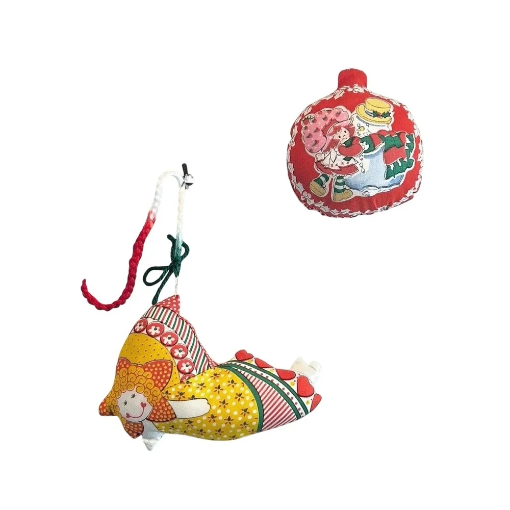 Vintage Strawberry Shortcake and Angel Home Sewn Christmas Ornaments Lot of 2‎